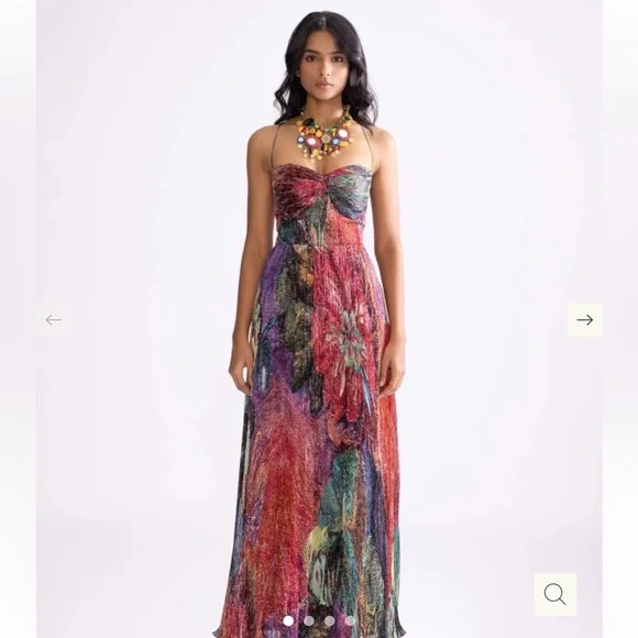 Strapless Multicolor Floral Maxi Dress - Picture 1 of 3